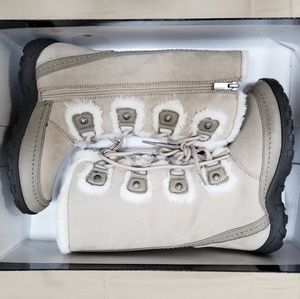 Nine West Daffodil Faux Fur Trimmed Lace-Up Boot